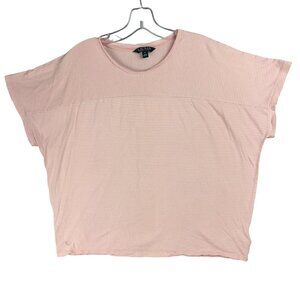 Lauren Ralph Lauren Top Womens XL Pink & White Striped Short-Sleeve Lightweight